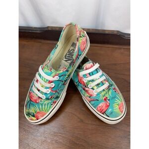 Vans Flamingo Van Doren Sneakers Wmns 7.5 Green Floral Tropical Canvas Lace Up